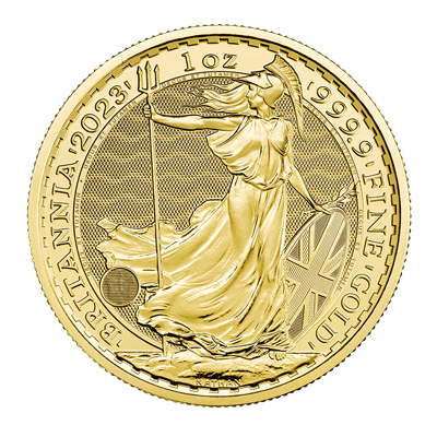 A picture of a 1 oz. Gold Britannia Coin (2023)